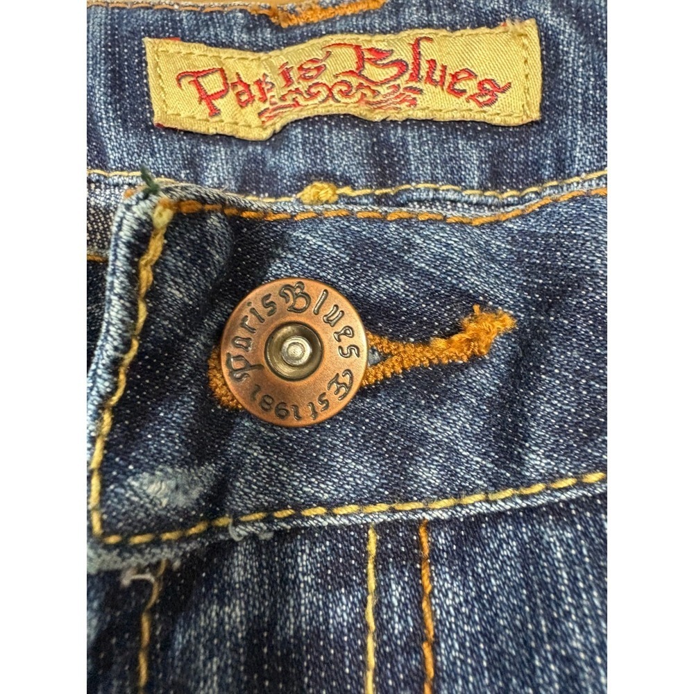 Paris Blues Distressed Bootcut Jeans Capris Blue Wash Denim Size 28‎ Vintage - Picture 8 of 10